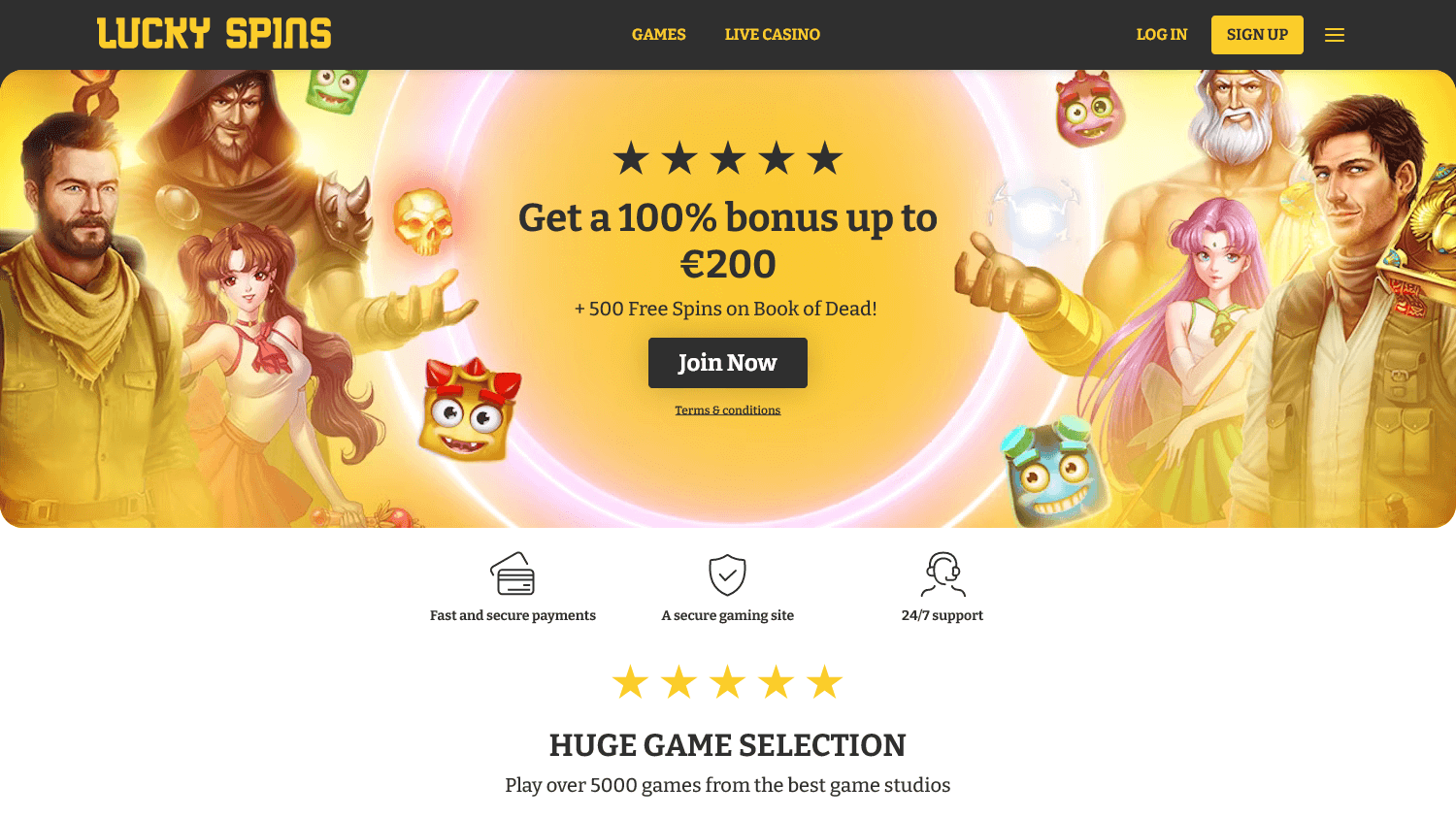 Lucky Spins Casino Desktop screenshot